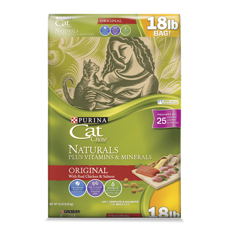 Purina cat chow naturals original plus vitamins & minerals dry cat food, 18 lb