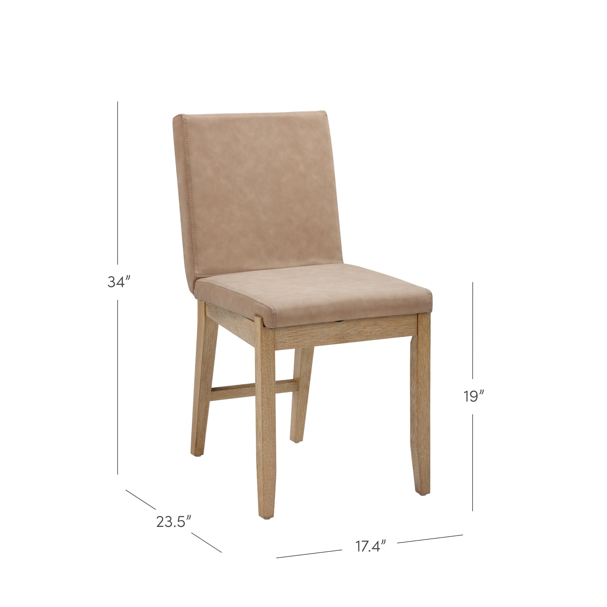 Nathan James Gracie Modern Dining Chair with Cushion, Upholstered Dining Chair with Solid Wood Frame, Light Brown