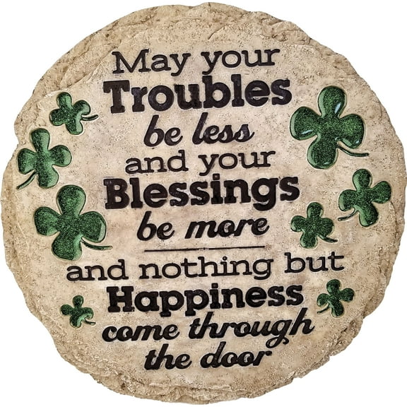 MAY YOUR TROUBLES STEP STONE / DECORATIVE WALL PLAQUE