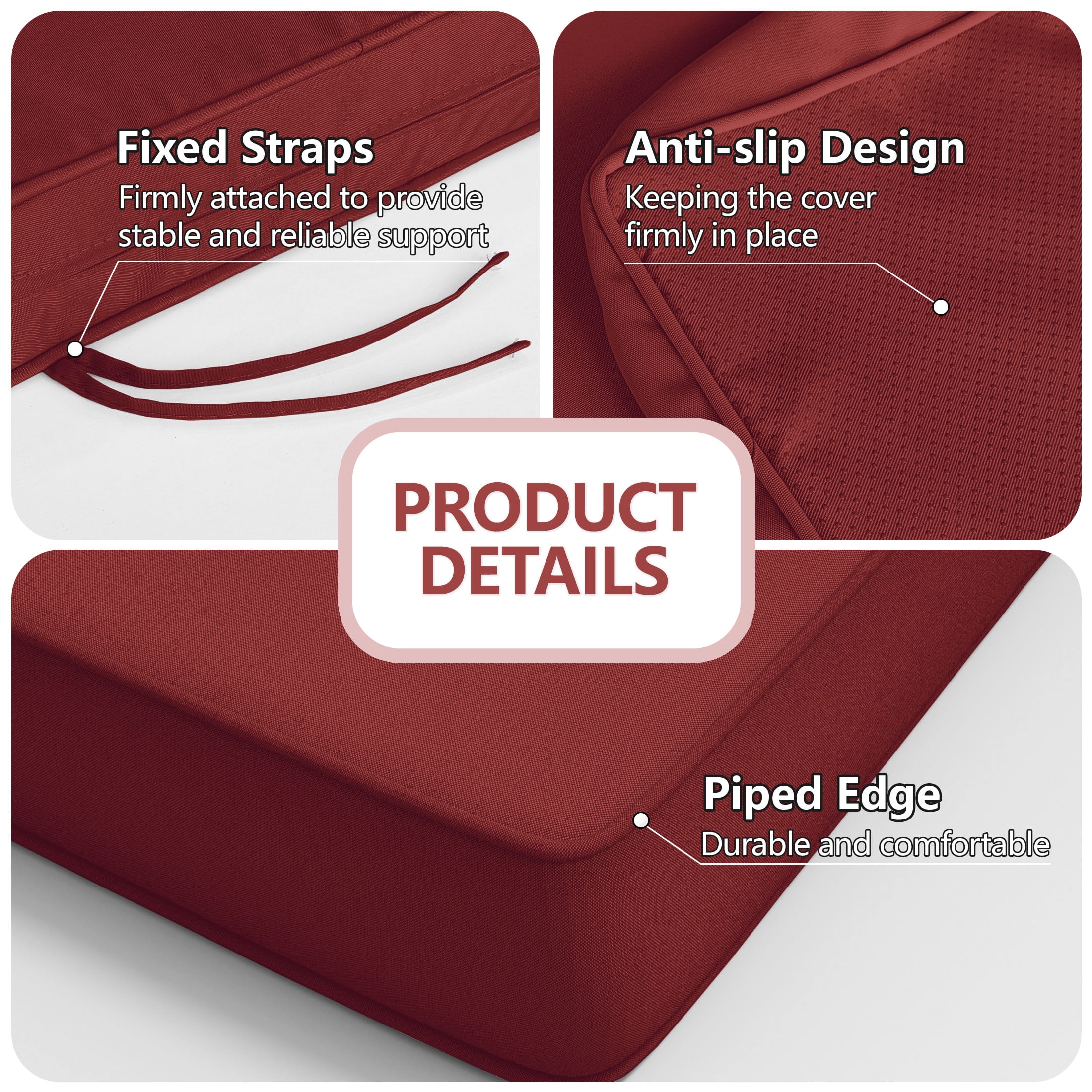 Snubbull 3 Pack Loveseat Cushion Set, 36" x 18" x 3" Waterproof Outdoor Chair Replacement Cushions for 4-Seater Wicker Rattan Patio Furniture, Burgundy