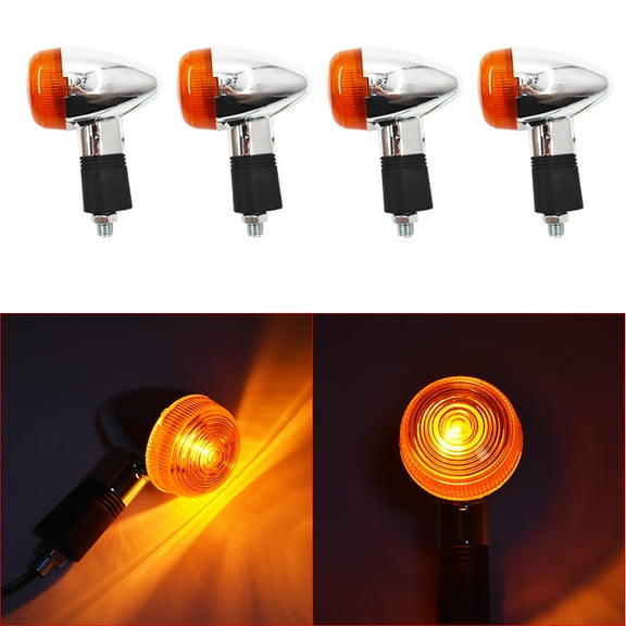 LABLT 4Pcs Chrome Motorcycle Turn Signal Blinker Indicator Light Replacement for Honda Suzuki Yamaha