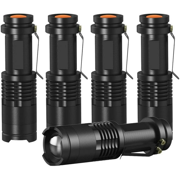 Mini LED Flashlights Pocket Pen Flashlight 5 Pack Ultra Bright 300 Lumens Handheld Flashlights Adjustable Focus Small for Kids Child Camping Cycling Hiking Emergency