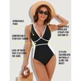 thumbnail image 2 of Swim Suits  Women One Piece Tummy Control Swimsuits Shapewear Full Coverage Bathing Suits 2XL, Black, 2 of 6
