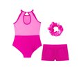 thumbnail image 6 of Hansber Kids Girls 3 Piece Gymnastics Leotard Outfits Glittery Dancing Unitard with Ballet Shorts Hot Pink 12, 6 of 9