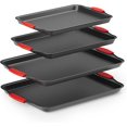 thumbnail image 1 of Nonstick Stackable Bakeware Set - Durable, Easy Release Baking Set, Red, 4 Pcs, 1 of 8