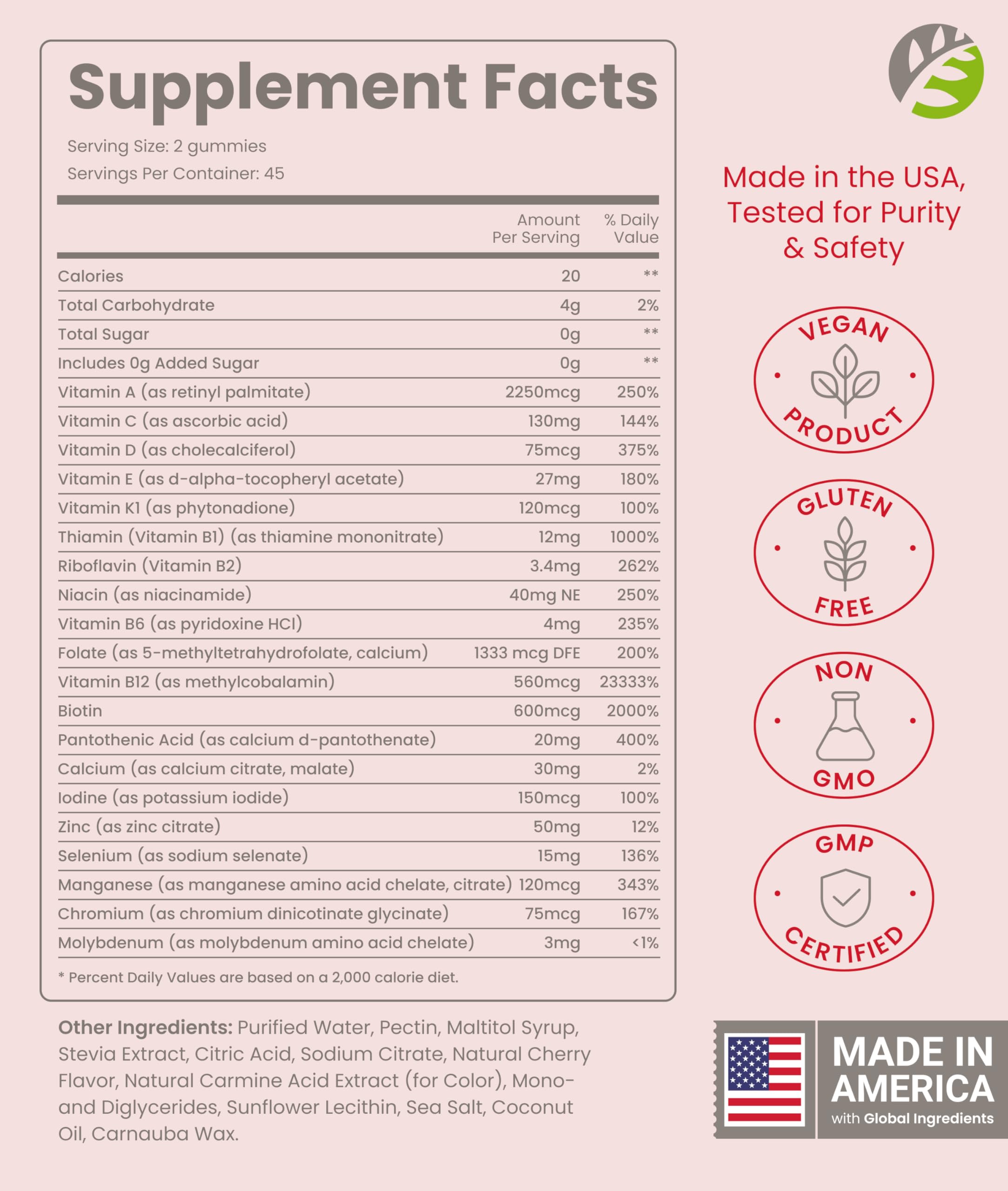 BariSlim Multivitamin Gummies, Immune &  Nutrient Deficiency Support, Raspberry Flavor, 90 Count, 10.6 oz, Adult