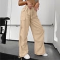 thumbnail image 5 of Linen Pants Women Summer High Waisted Lounge Pocket Relaxed Fit Durable Daily Breathable Trendy Full Khaki Trousers Sizes S, 5 of 7