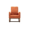 thumbnail image 2 of Fabric Rocking Chair with Solid Rubber Wood Legs and Side Pocket, Modern Glider Chair with High Backrest, Recliner Armchair for Living Room, Bedroom, Lounge, Nursery, Orange, 2 of 8
