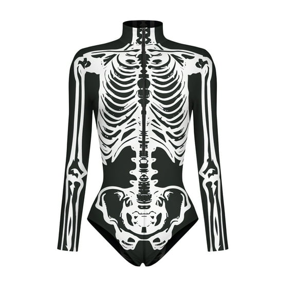 FYEGRE Women's Long Sleeve Digital Printed Zipper Skin Tight Party Romper Bodysuit Outfit for F S