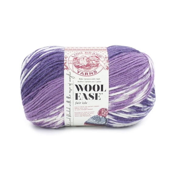 Lion Brand Wool-Ease Fair Isle Yarn-Thistle/Orchid