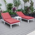 thumbnail image 3 of LeisureMod Chelsea Modern White Aluminum Outdoor Chaise Lounge Chair Set of 2 With Side Table & Red Cushions, 3 of 12