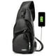 thumbnail image 1 of Mochila bandolera de piel para hombre con puerto USB, 1 of 8