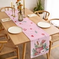 thumbnail image 3 of Valentine's Day Table Runner - 60 Inch Long, Kitchen Dining Table Runner Dresser Scarves, Cartoon Love Rose Floral Pink Romantic Farmhouse Decor for Coffee Tables Wedding Party Banquet, 3 of 8
