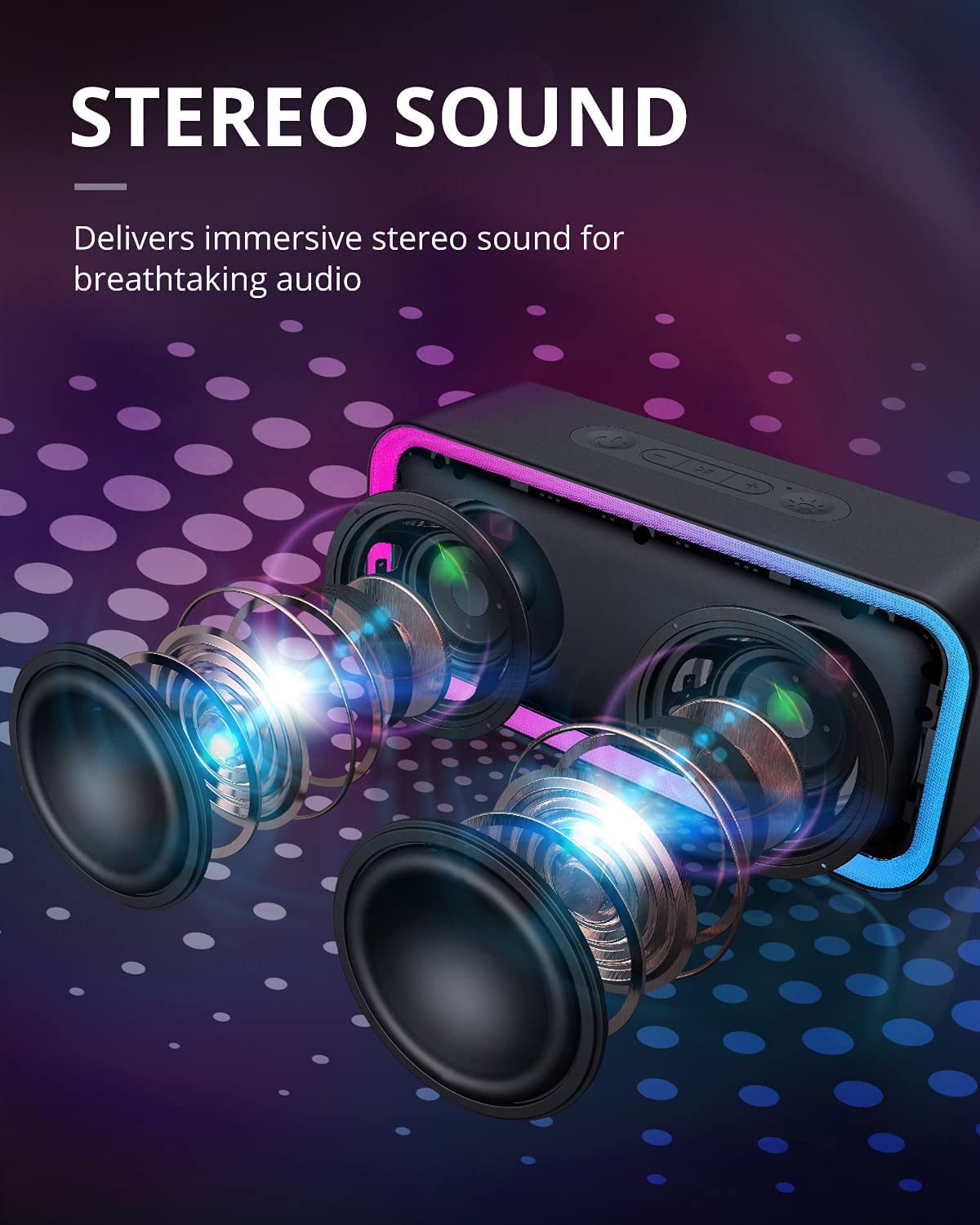 16W LED RGB Bluetooth Party Speaker, Portable, Wireless, IPX6 Waterproof, 18H Playtime, Mic, TF Card  (图5)