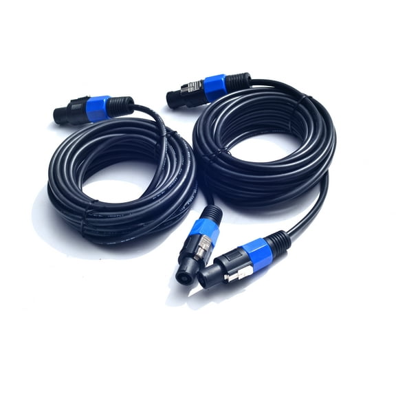 2Pack 25 ft Male Speakon Cables, Audio Cord DJ Wire with Twist Lock 14AWG