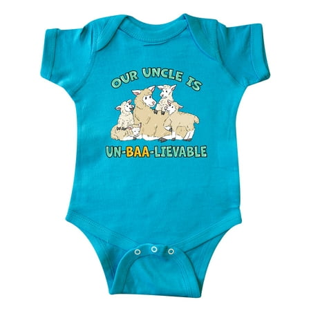 

Inktastic Our Uncle Is Un-BAA-lievable with Cute Sheep Family Gift Baby Boy or Baby Girl Bodysuit