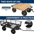 thumbnail image 3 of 880 lbs 10" Flat Free Tires Steel Garden Cart with 180° Rotating Handle and Removable Sides, Heavy Duty 4 Cu.Ft Capacity Utility Garden Carts and Wagons, Black, 3 of 15