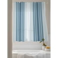 thumbnail image 3 of Minimalist Sheer Curtains 72 Inch Long 2 Panels, Country Haze Blue Gradient Stripe Light Filtering Rod Pocket Semi Sheer Curtains, Sheer Voile Drapes for Living Room Bedroom, 52"x72", 3 of 5