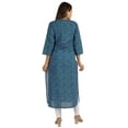 thumbnail image 5 of Moomaya Printed Womens Long Kurti 3/4 Sleeve Cotton Summer Ethnic Tunic Kurta, 5 of 6