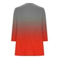 thumbnail image 4 of Penkiiy Women's Gradient Print Tops 3/4 Roll Sleeve Shirts V Neck Blouses Tunic Top M Red, 4 of 5