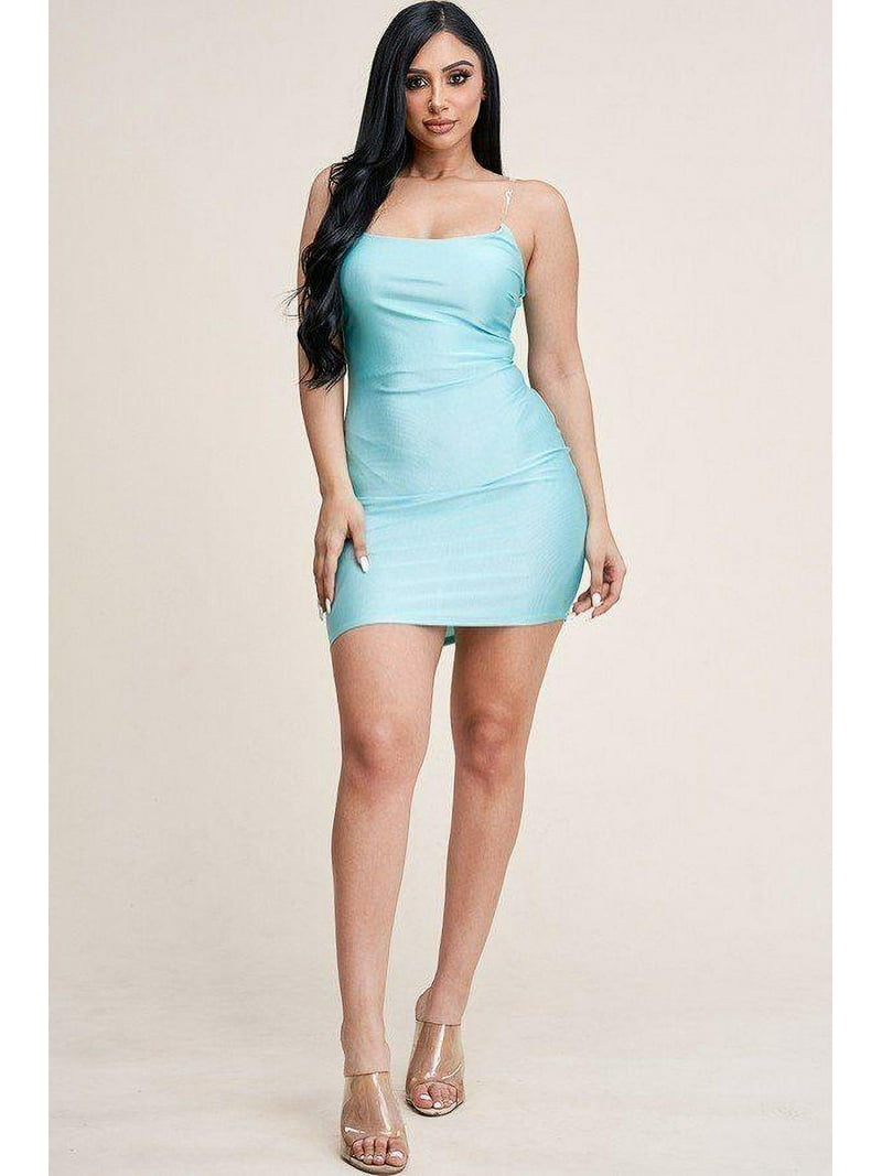 Solid Tank Dress With Clear Bra Straps - Walmart.com
