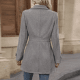 thumbnail image 4 of Women's Wool Blend Button Front Coat, Belted Mid-Length Overcoat, Elegant Lapel Collar Woolen Jacket Outerwear for Fall Winter 04-Gray XXL, 4 of 4