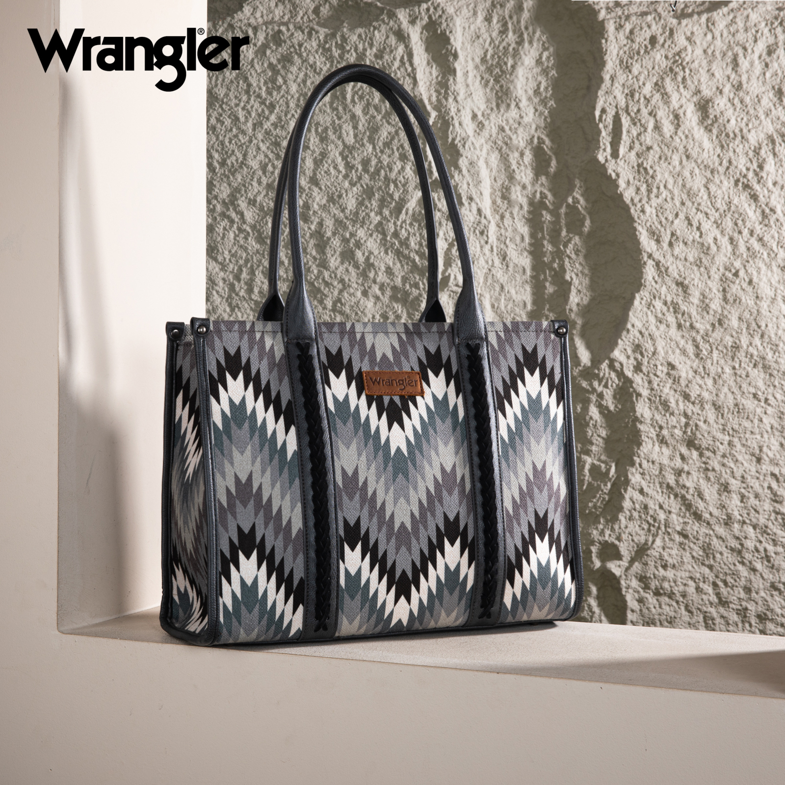Wrangler Aztec Tote Bag for Women Western Top Handle Handbags and Purses, Gray
