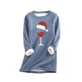 thumbnail image 2 of Vêtements d'Automne pour Femmes, Mode Décontractée d'Hiver, sous-Couche Chaude en Peluche, Imprimé de Noël, Manches Longues, Col Rond, Tenues de Sortie pour Femmes en Solde, 2 of 6