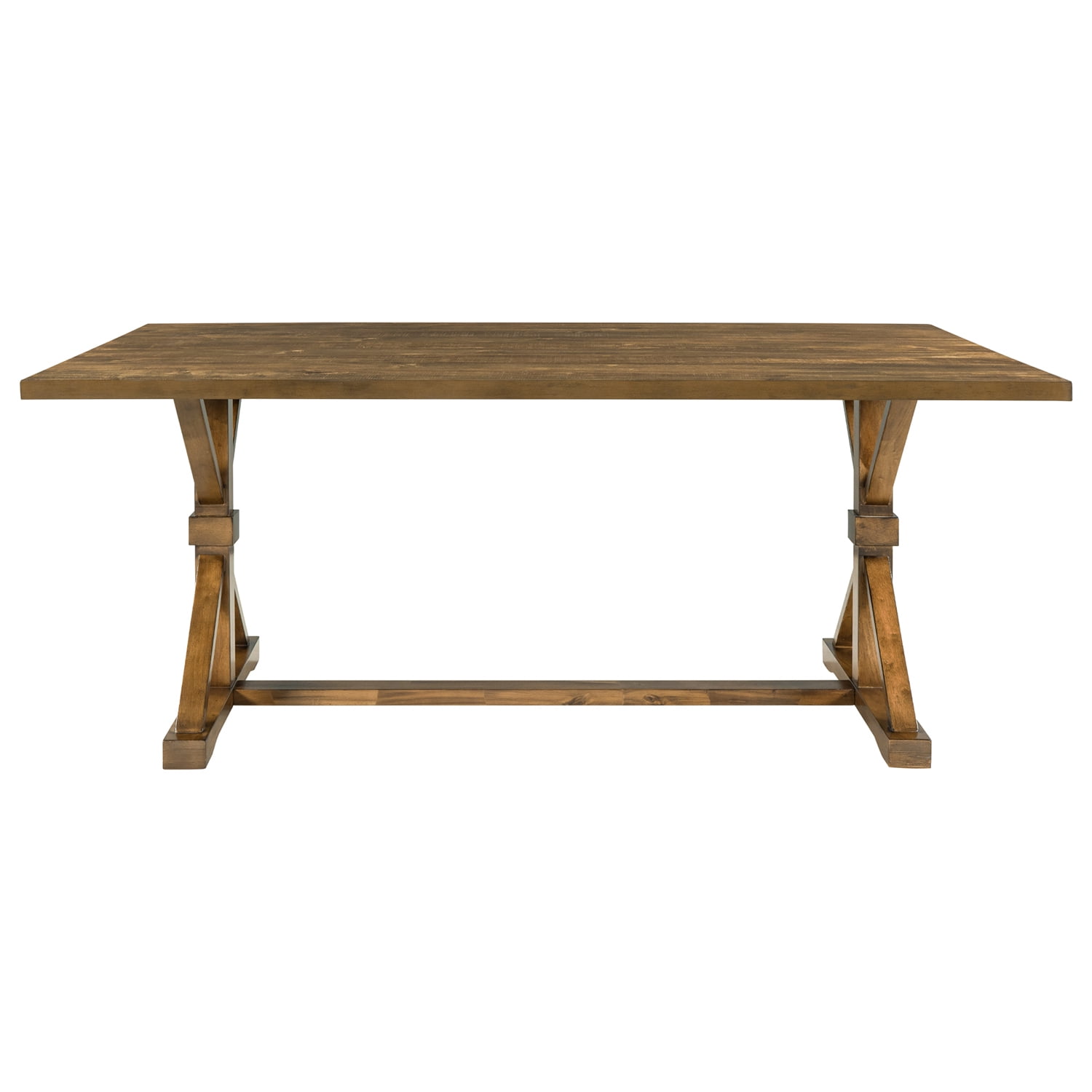 Kadyn 6-Piece Farmhouse Dining Table Set, 72" Wood Rectangular Table for Home Dining Room, 4 Upholstered Dining Chairs with Bench, Walnut