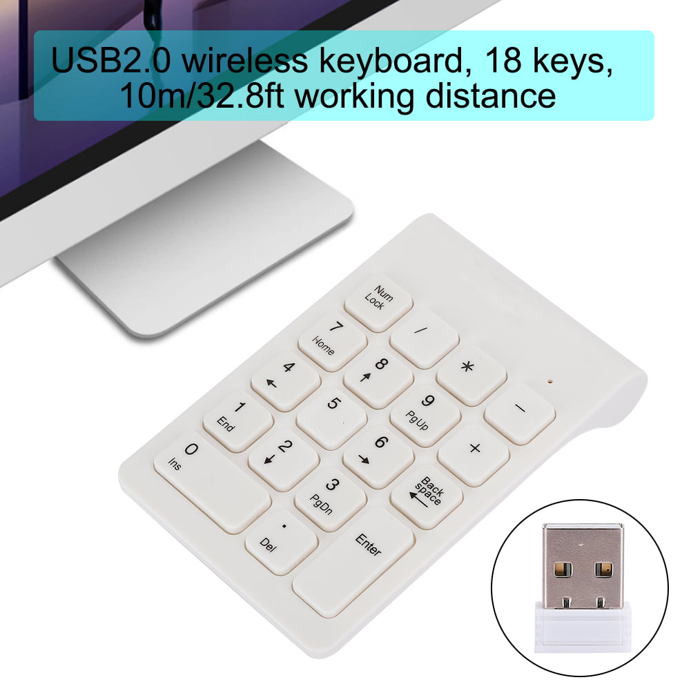 ABS Wireless Keyboard Numeric Keypad 10m/32.8ft Working Distance Digital Keyboard for Tablets Mobile Phones Laptops