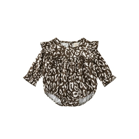 

KuriozudBaby Girl’s Leopard Ruffles Stitching Long Sleeve Triangle Romper