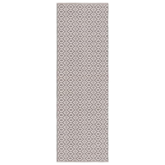 SAFAVIEH Montauk Corrine Geometric Cotton Runner Rug, Ivory/Grey, 2'3" x 7'