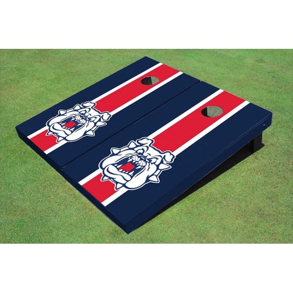 Fresno State Bulldog 'Dog Face' Red And Navy Blue Matching Long Stripe Cornhole Boards