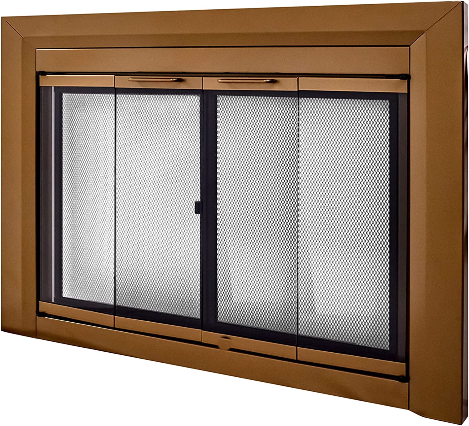 Pleasant Hearth Clairmont Collection Fireplace Glass Door, Heritage Brass - Large