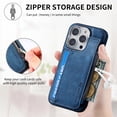 thumbnail image 6 of for iPhone 13 Pro Max Zipper Wallet Case with Card Holder, Back Flip Folio PU Leather Card Slots Case for Men Women, Magnetic Wireless Charging Shockproof Cover for iPhone 13 Pro Max 6.7", Blue, 6 of 13