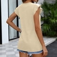 thumbnail image 6 of Womens Summer Tops Ruffle Cap Short Sleeve Tees Flowing Pleated Hem Babydoll Shirts Spring Dressy Casual Loose Fit Blouses Beige S, 6 of 6