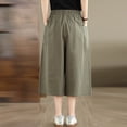 thumbnail image 7 of yeiolnoer Culottes for Women Casual High Waisted Capri Pants with Pockets Flowy Wide Leg Pant Fashion Clothing, 7 of 7