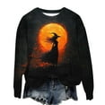 thumbnail image 3 of Womens Fleece Lined Sweatshirts Oversized Drop Shoulder Crewneck Sweat Shirts Loose Casual Halloween Graphic Sweater Orange, XL, 3 of 6