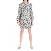 Max Studio London Tie-Neck Flounce Dress CreamBlack M