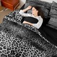 thumbnail image 4 of Castle Fairy Black Leopard Print Bedding Comforter Set,Patchwork Full Bedding Set, 4 of 8