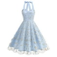 thumbnail image 2 of Ayolanni V-Neck Women Dresses Plus Knee-Length Blue Embroidery Ball Gown Sleeveless Dresses Girls Holiday Dresses 2x, 2 of 9