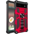 thumbnail image 3 of Compatible for Google Pixel 6a Case w/Tempered Glass Screen Protector [Military Grade] Ring Car Mount Kickstand Shockproof Hard Phone Case - Red, 3 of 7