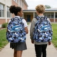 thumbnail image 2 of Garronmavis Blue Camo Lightning Ocean Shark 4PCS School Backpack Set, 17 Inch Cool Boys Daypack with Insulated Lunch Bag, Pencil Pouch and Water Bottle Holder for Sea Animal Lovers, 2 of 8