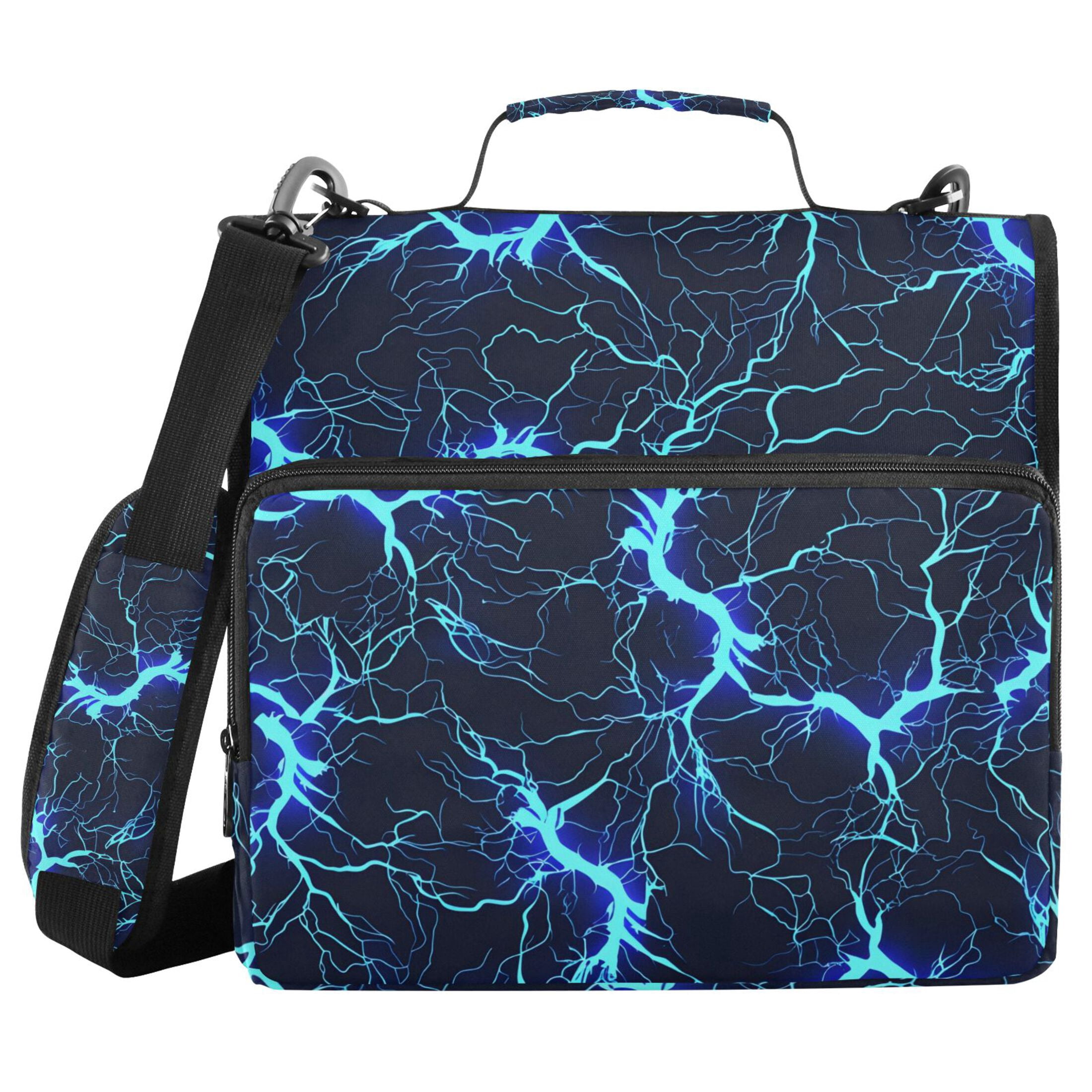 ALAZA Zipper Binder Blue Lightning 3 Ring Trapper Keeper File Folder Organizer Bag