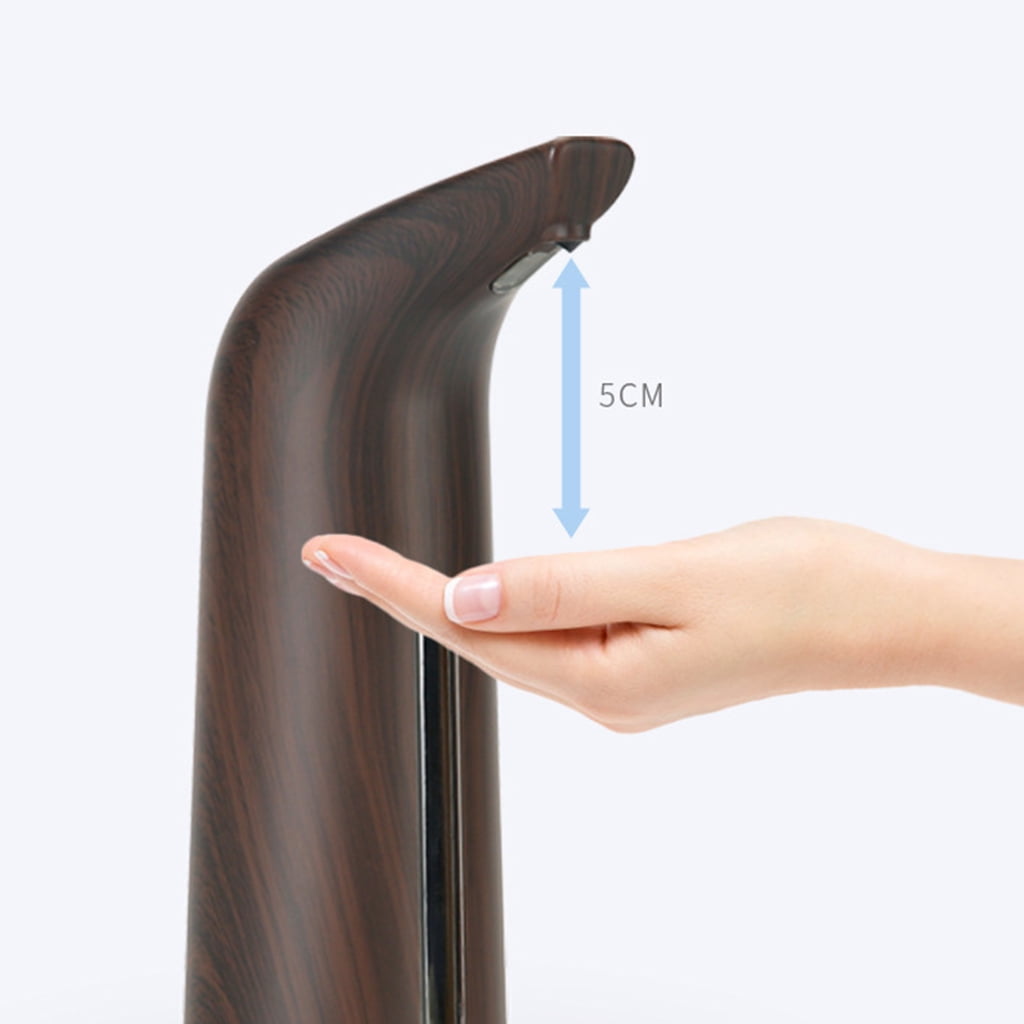 400ml Automatic Touchless Liquid Soap Dispenser Deep Wood Battery Operated