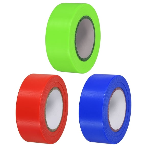 1"x98' Flagging Tape Non-Adhesive Neon Marking Tape for Tree Survey Boundaries, Red Blue Green 3 Pack