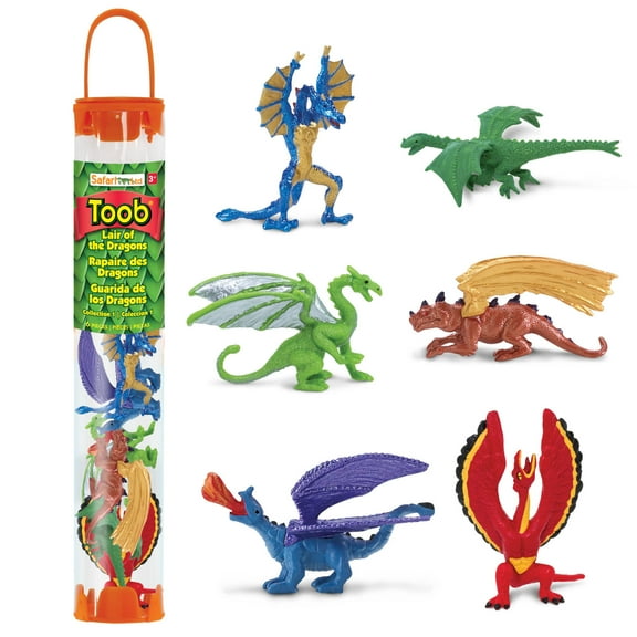Safari Ltd. Lair Of The Dragons Collection 1 Designer Toob - 6 Miniature Dragon Figures for Fantasy Themed Play, Boys, Girls & Kids Ages 3 