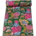 thumbnail image 1 of Vinsan International Handmade Kantha Quilts Cottage Throw Blanket Bohemian Bed Cover, Green,Baby size 50"x 70", 1 of 4