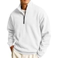 thumbnail image 3 of Domuza Quarter Zip Lapel Collar Pullover for Men Casual Lightweight Fleece Solid Color Comfort Soft Sweatshirt, 3 of 7