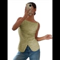 thumbnail image 3 of Camiseta de Tirantes para Mujer, , con Botones, Asimétrica, Estilo Y2K, para Salir. Verde XL, 3 of 10